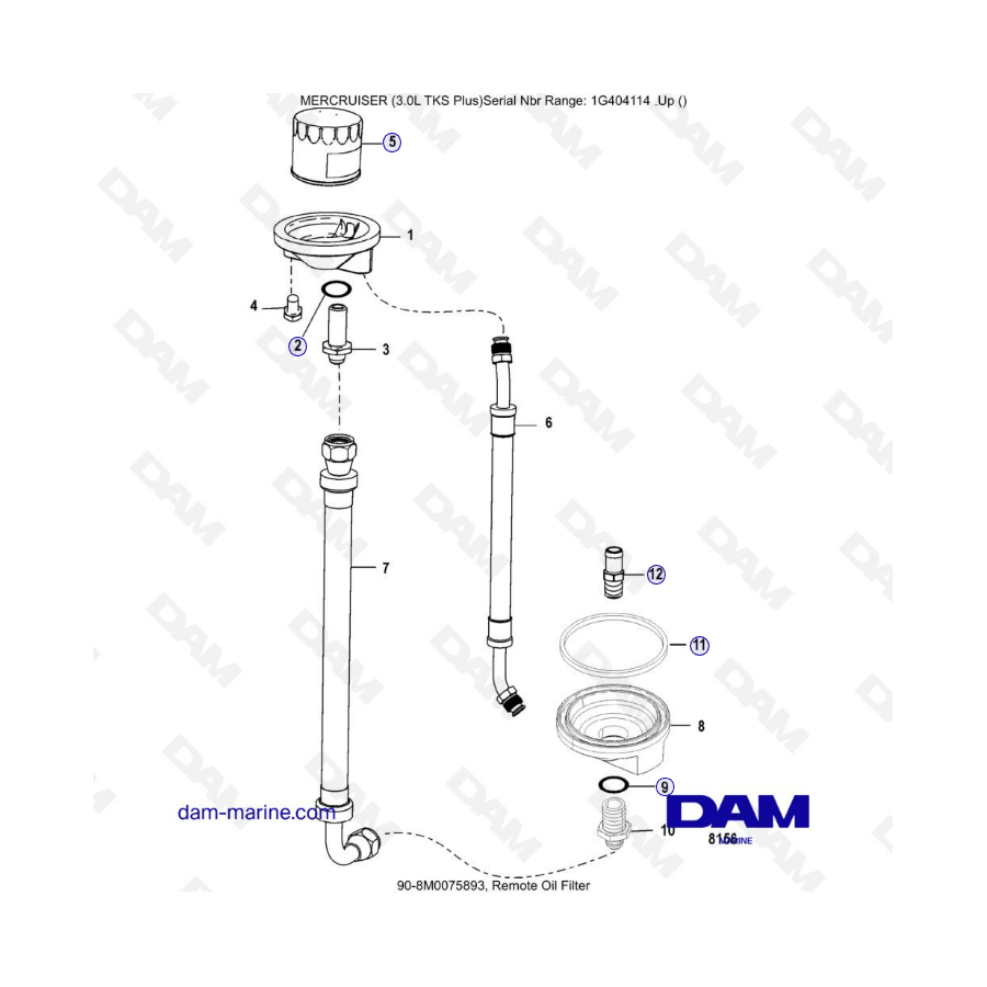 MERCRUISER 3.0L TKS - Filtro de aceite remoto
