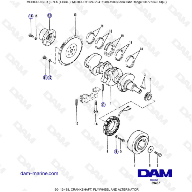 MERCRUISER 3.7LX - Crankshaft, flywheel & alternator
