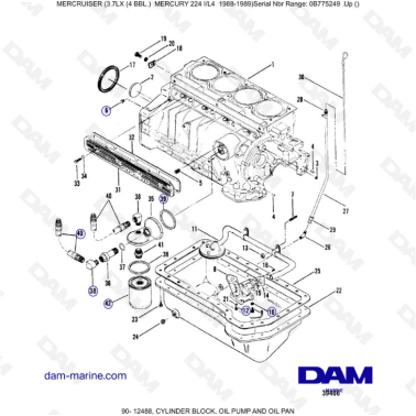 MERCRUISER 3.7LX - Cylinder block, oil pump & oil pan