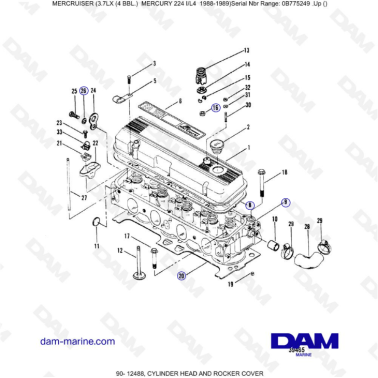 MERCRUISER 3.7LX - Cylinder head & rocker cover