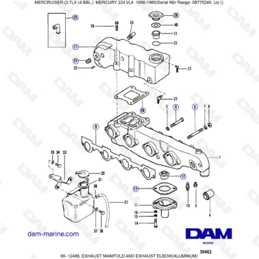 MERCRUISER 3.7LX - Exhaust manifold & exhaust elbow