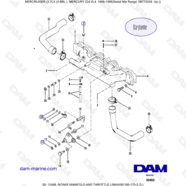 MERCRUISER 3.7LX - Intake manifold & throttle linkage