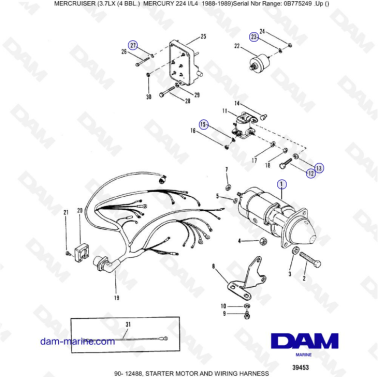 MERCRUISER 3.7LX - Starter motor & wiring harness
