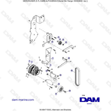 MERCRUISER 5.7L CARB - Alternator & brackets