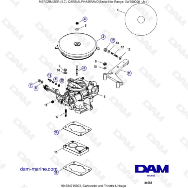 MERCRUISER 5.7L CARB - Carburetor & throttle linkage