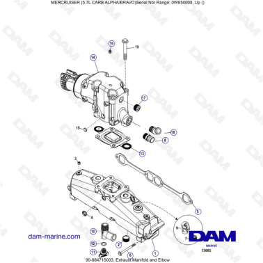 MERCRUISER 5.7L CARB - Exhaust manifold & elbow