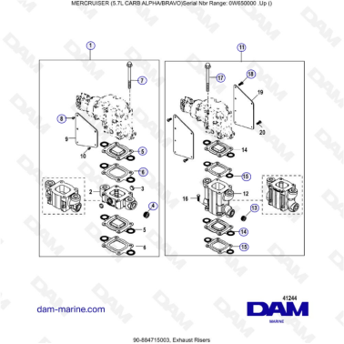 MERCRUISER 5.7L CARB - Exhaust risers