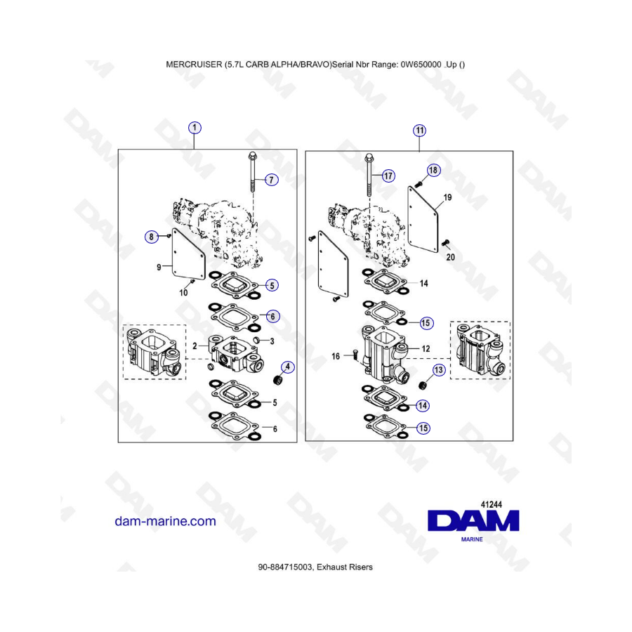 MERCRUISER 5.7L CARB – Exhaust risers