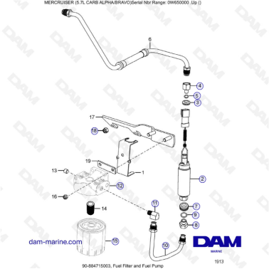 MERCRUISER 5.7L CARB - Fuel filter & fuel pump