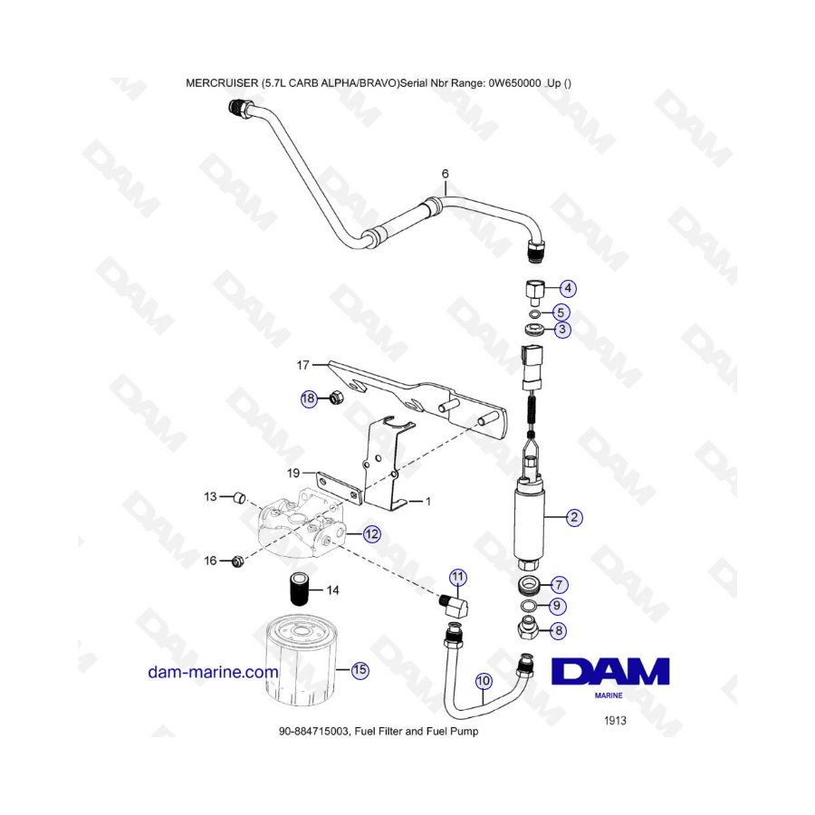MERCRUISER 5.7L CARB - Filtro de combustible y bomba de combustible 
