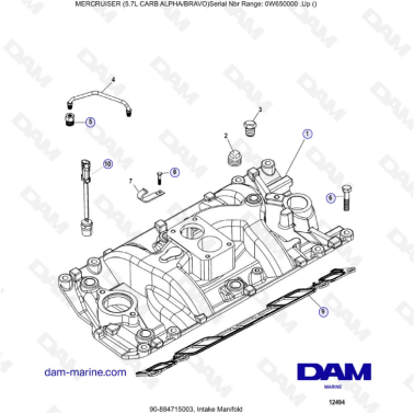 MERCRUISER 5.7L CARB - Intake manifold