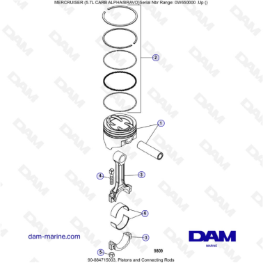 MERCRUISER 5.7L CARB - Pistons & connecting rods