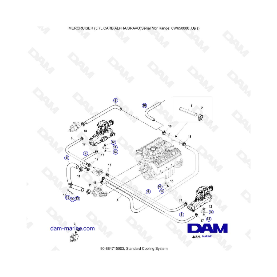 MERCRUISER 5.7L CARB - Standard cooling system 
