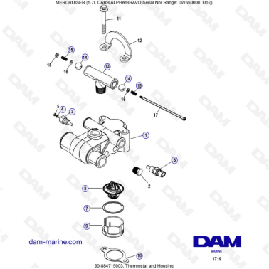 MERCRUISER 5.7L CARB - Thermostat & housing