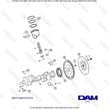 MERCRUISER 454 MAG - Crankshaft, pistons & conn rods