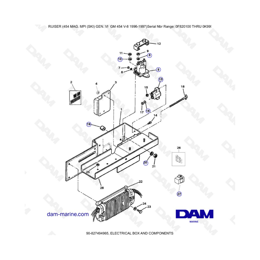 MERCRUISER 454 MAG - Caja eléctrica y componentes 