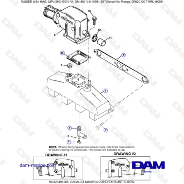 MERCRUISER 454 MAG - Exhaust manifold & exhaust elbow