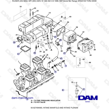 MERCRUISER 454 MAG - Intake manifold & intake plenum