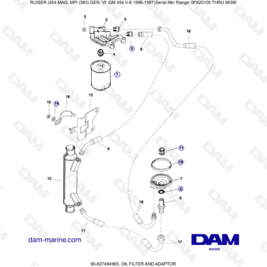MERCRUISER 454 MAG - Oil filter & adaptor
