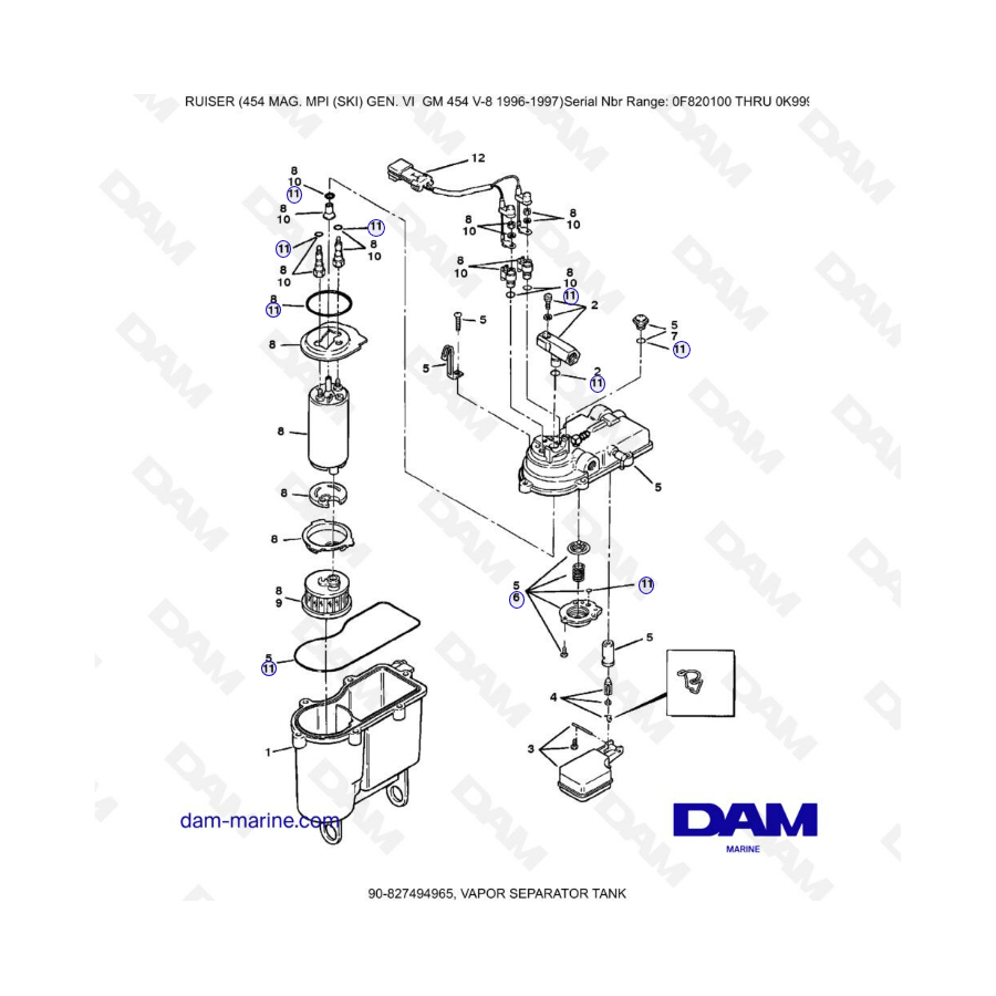 MERCRUISER 454 MAG - Tanque separador de vapores