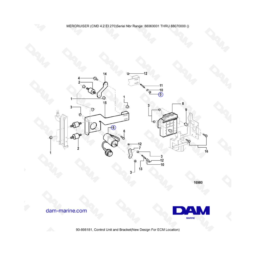MERCRUISER CMD 4.2 EI 270 - Control unit & bracket
