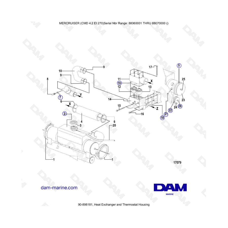 MERCRUISER CMD 4.2 EI 270 - Heat exchanger & thermostat housing