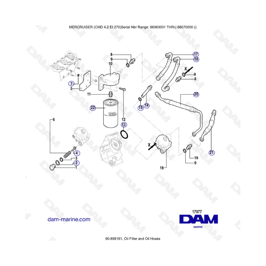 MERCRUISER CMD 4.2 EI 270 - Oil filter & oil hoses