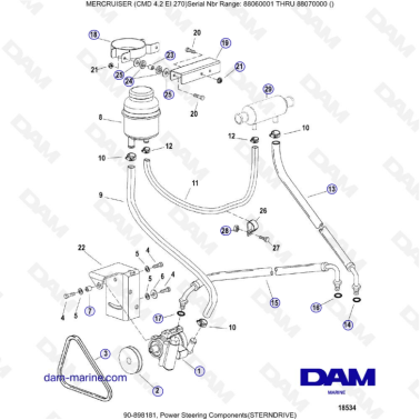 MERCRUISER CMD 4.2 EI 270 - Power steering components