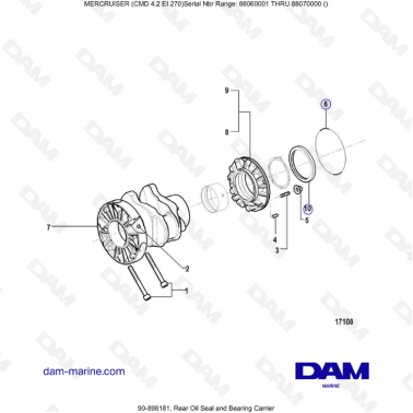 MERCRUISER CMD 4.2 EI 270 - Rear oil seal & bearing carrier