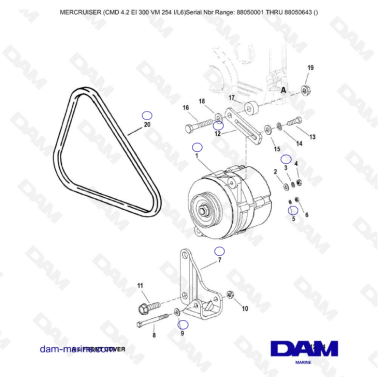 MERCRUISER CMD 4.2 EI 300 - Alternator & mounting hardware
