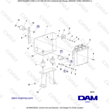 MERCRUISER CMD 4.2 EI 300 - Control unit & bracket