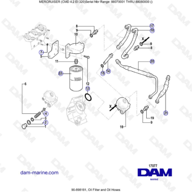 MERCRUISER CMD 4.2 EI 320 - Oil filter & Oil hoses