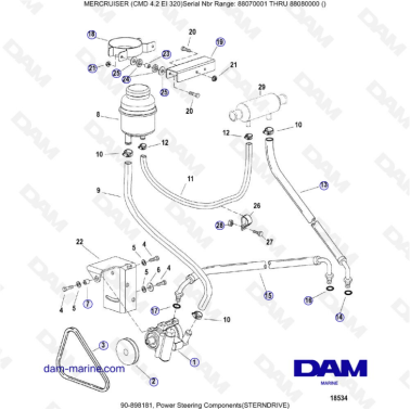 MERCRUISER CMD 4.2 EI 320 - Power steering components