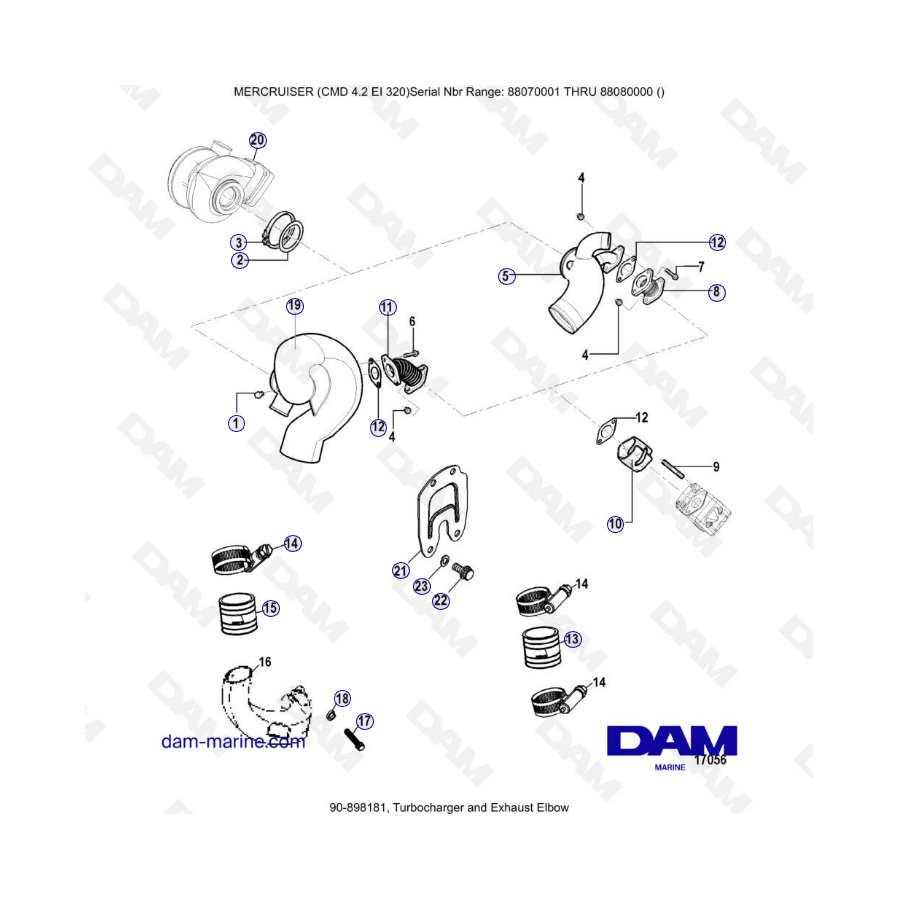 MERCRUISER CMD 4.2 EI 320 - Turbocharger & exhaust elbow