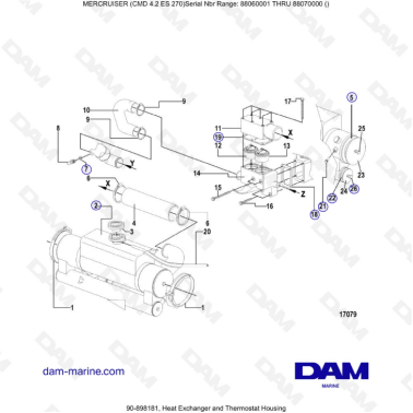 MERCRUISER CMD 4.2 ES 270 - Heat exchanger & thermostat housing