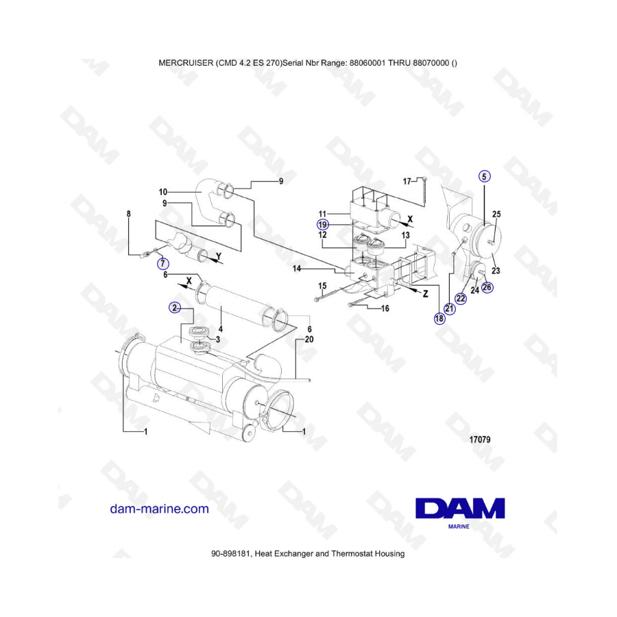 MERCRUISER CMD 4.2 ES 270 - Heat exchanger & thermostat housing