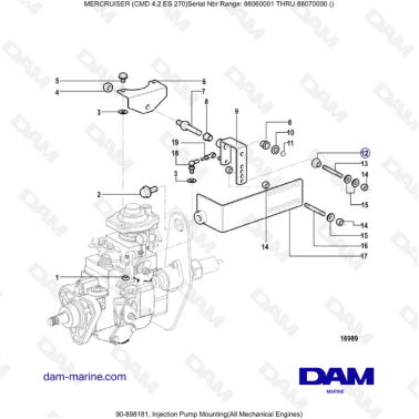 MERCRUISER CMD 4.2 ES 270 - Injection Pump Mounting (Mecha)