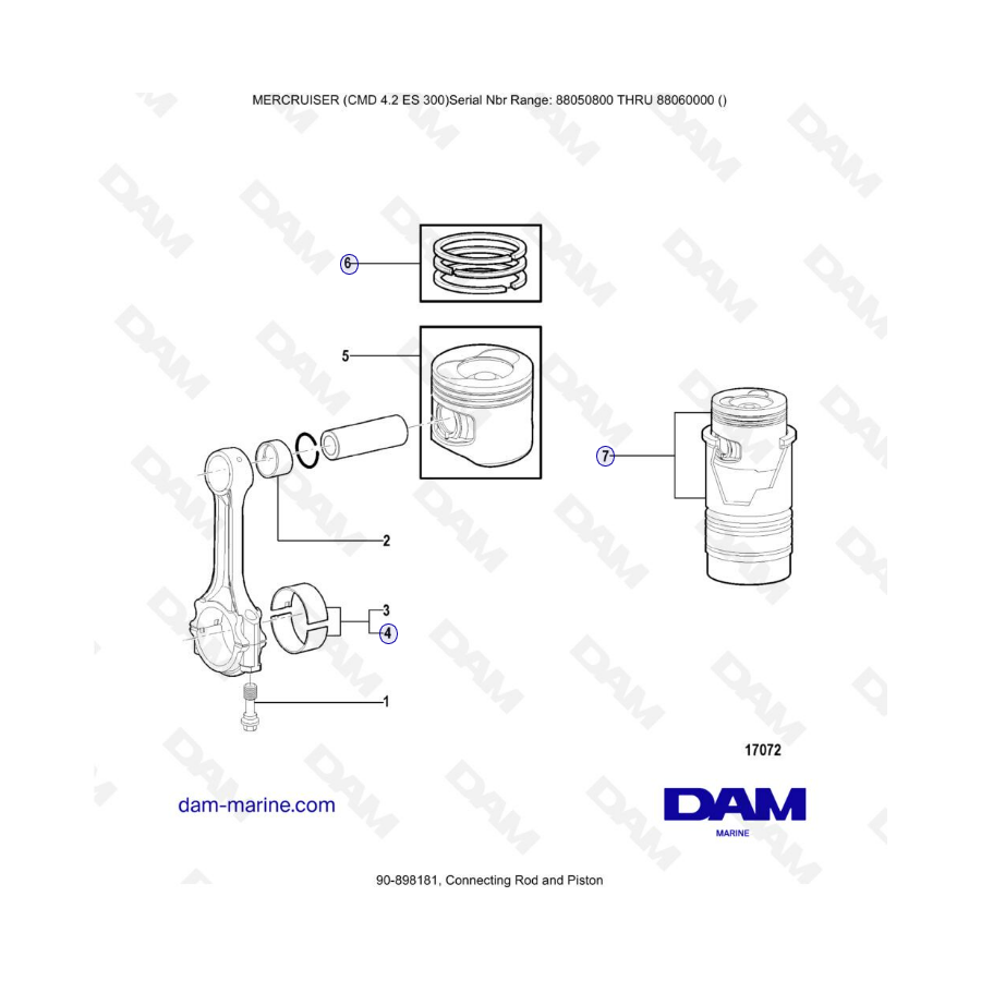 MERCRUISER CMD 4.2 ES 300 - Connecting rod & piston