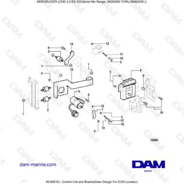 MERCRUISER CMD 4.2 ES 300 - Control unit & bracket