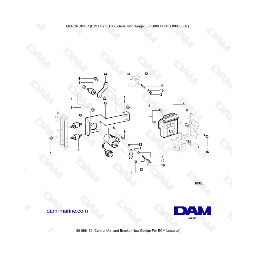 MERCRUISER CMD 4.2 ES 300 - Control unit & bracket