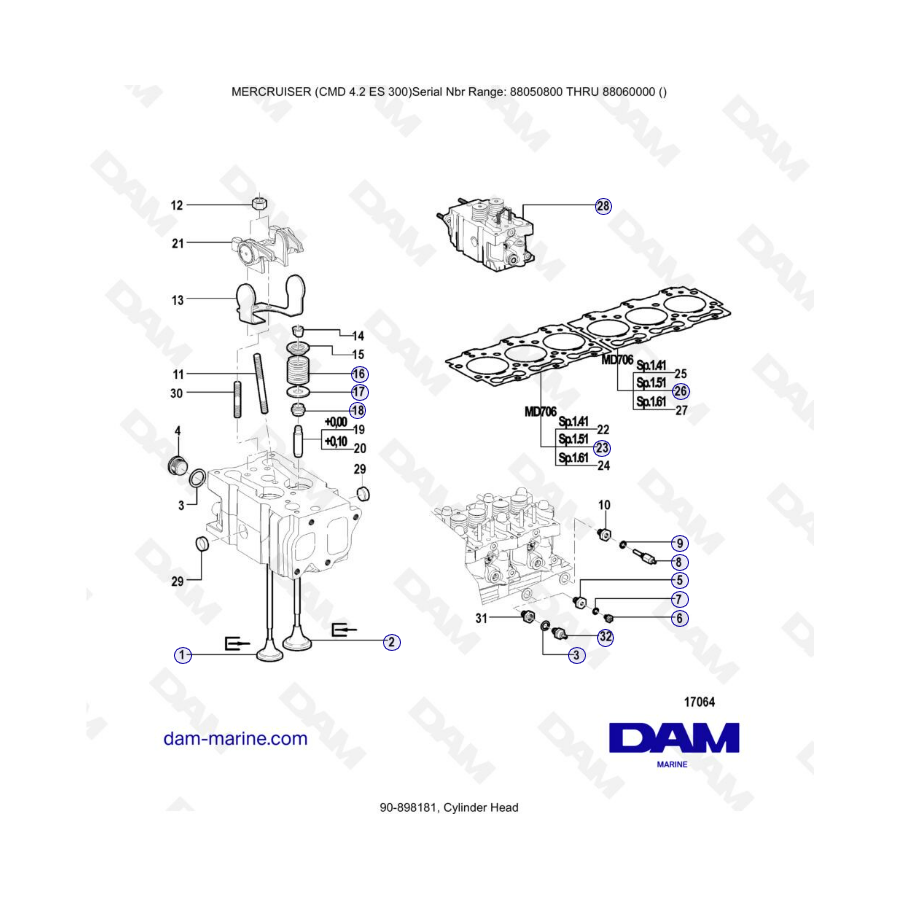 MERCRUISER CMD 4.2 ES 300 - Cylinder head