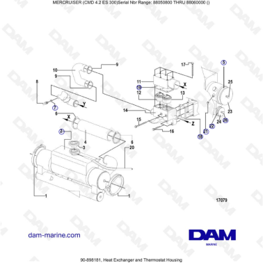 MERCRUISER CMD 4.2 ES 300 - Heat exchanger & Thermostat housing