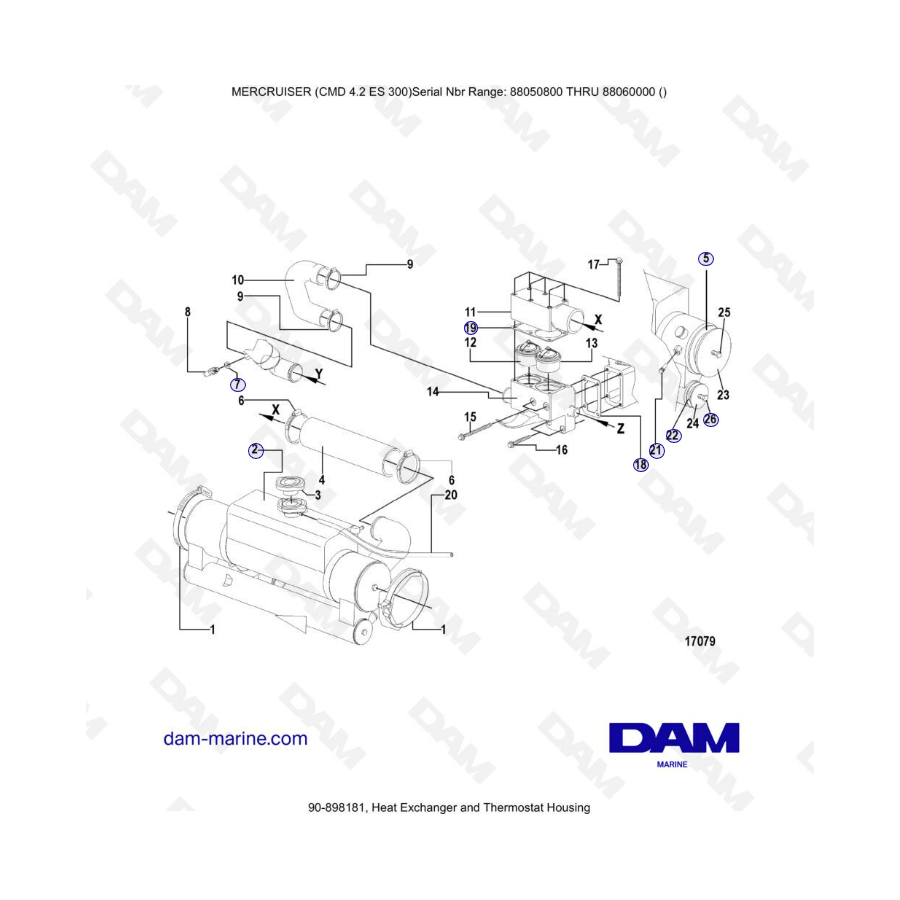 MERCRUISER CMD 4.2 ES 300 - Heat exchanger & Thermostat housing