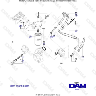 MERCRUISER CMD 4.2 ES 300 - Oil filter & oil hoses