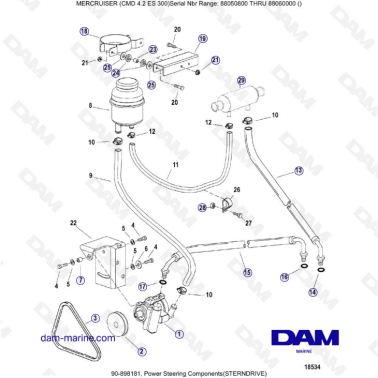 MERCRUISER CMD 4.2 ES 300 - Power steering components (sterndrive)