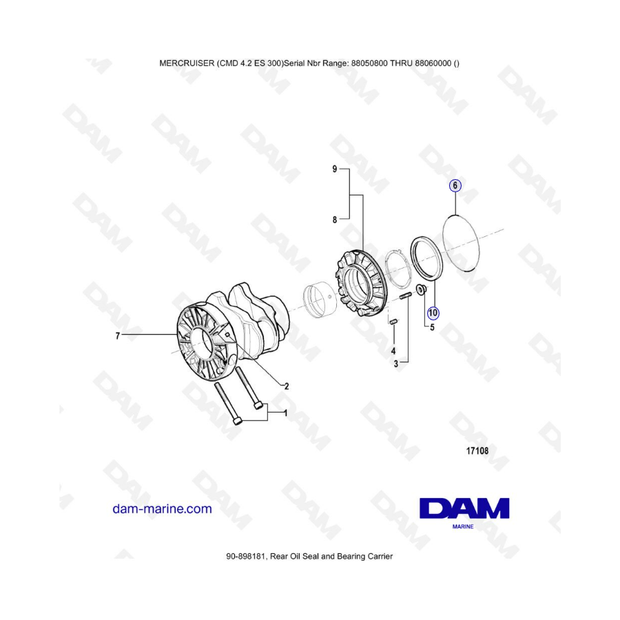 MERCRUISER CMD 4.2 ES 300 - Rear Oil Seal & Bearing carrier
