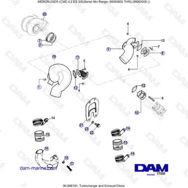MERCRUISER CMD 4.2 ES 300 - Turbocharger & Exhaust elbow