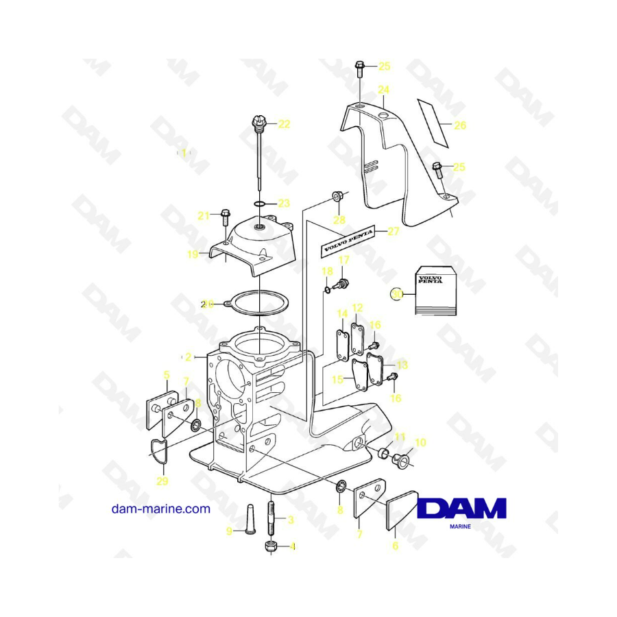 Exploded view of the top of the DP-SM base