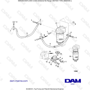 MERCRUISER CMD 4.2 ES 320 - Fuel pump & filter (meca)