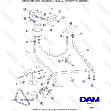 MERCRUISER CMD 4.2 ES 320 - Power steering components